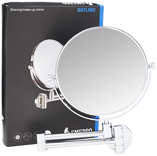Smedbo Outline Shaving/Make-up Mirror with Swing Arm, Stainless-Steel, Polished Chrome, 33.5 x 23.5 x 4.8 cm, Silver