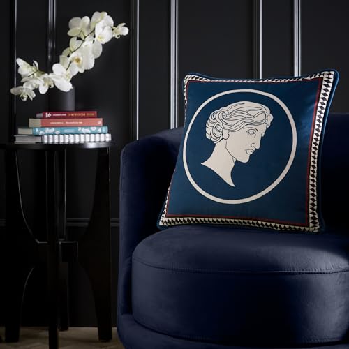 Laurence Llewelyn‑Bowen Goddess Velvet Cushion 43 x 43cm Teal – Soft Velvet Decorative Cushion with Piped Edge, Includes Cushion Pad