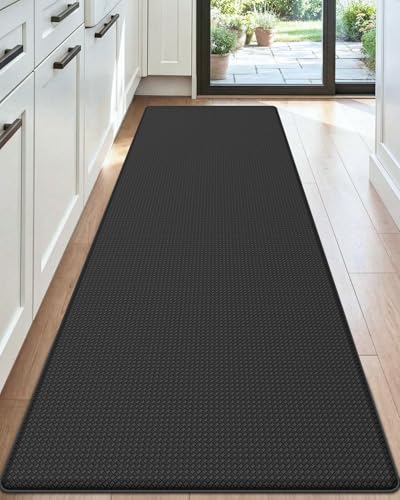 DEXI Kitchen Floor Mats Cushioned Anti Fatigue, 23x59 Standing Runner Rug - Black Waterproof, Soft Comfort, Memory Foam Antifatigue Padded Mats for Desk Office, Sink, Laundry