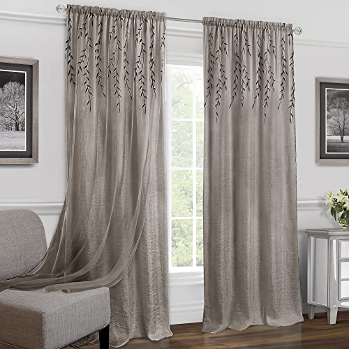 "Achim Home Furnishings Willow Rod Pocket Window Curtain Panel, 42"" x 63"", Toffee"