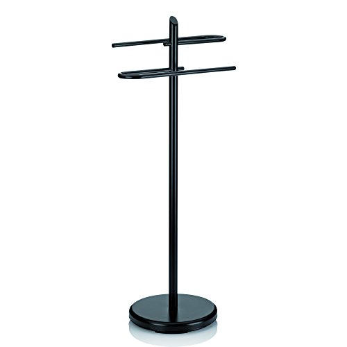 kela towel rail upright 88cm, towel rail with 2 towel rails, KEN, metal powder-coated, towel rail black