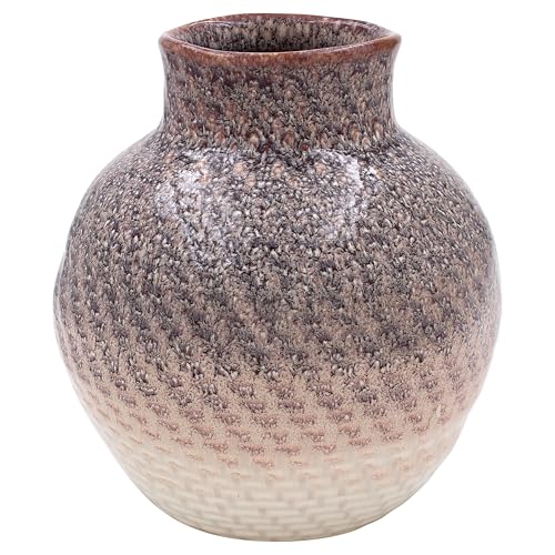 Lesser & Pavey Elements Weave Textured Round Circular Vase In Neutral Grey, Purple and Brown Tones - Medium or Large Sizes (Purple, 15cm)