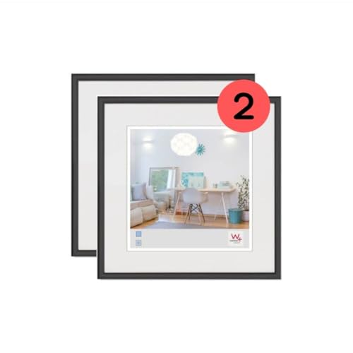 walther Design Picture Frame Black 20 x 20 cm Twin Pack, New Lifestyle Plastic Frame KV220BD