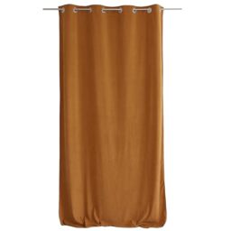 ED ENJOY HOME Velvet Curtain with Silver Eyelets Coffee Brown Large Height 140 x 260 cm 100% Polyester Öko-Tex, Calin Collection