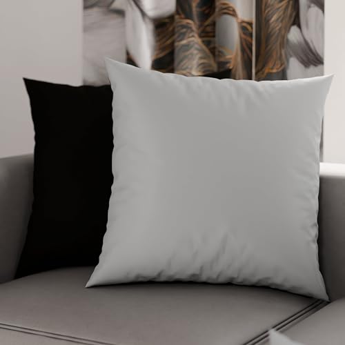 PETTI Artigiani Italiani - Pair of Pillow Cases 80 x 80 cm in Microfibre, Pillows for Bedroom Furniture, Sofa, Set of 2 Cushion Covers, Reversible Pillowcase Black Light Grey