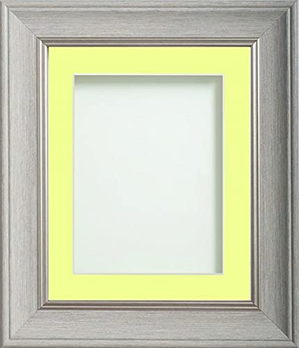 Frame Company Drummond Range Pale Grey 14x11 inch Picture Photo Frame with Lemon Bon Bon Mount for Image A4 * Choice of Sizes* Fitted with Real Glass