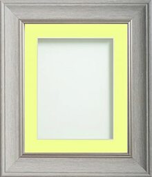 Frame Company Drummond Range Pale Grey 14x11 inch Picture Photo Frame with Lemon Bon Bon Mount for Image A4 * Choice of Sizes* Fitted with Real Glass
