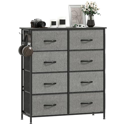 princess polly baby blue dress HOMCOM Chest of Drawers, Double Dresser for Bedroom with 8 Fabric Drawers,  Tall Storage Unit with 4 Pockets, 2 Hooks and Steel Frame for Living Room,  Hallway, Charcoal Grey by Amazon