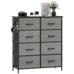 HOMCOM Chest of Drawers for Bedroom, 8 Fabric Drawers, Charcoal Grey