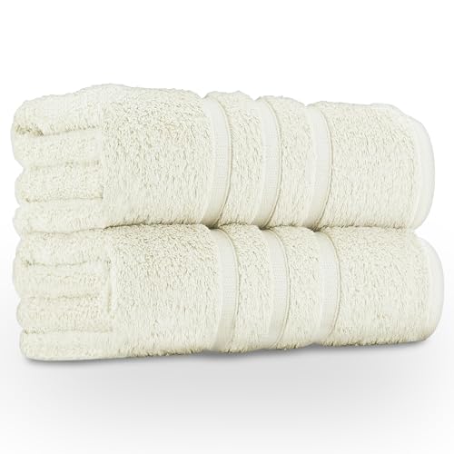 GC GAVENO CAVAILIA Premium Jumbo Bath Sheet 2 Pack - 100% Ring Spun Cotton Towels Bath Sheet - Highly Water Absorbent & Quick Dry Extra Large Bath Sheets - Soft Hotel Quality Bath Towel - Cream