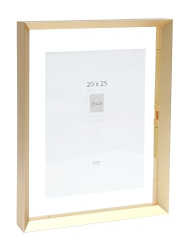 Deknudt Frames - Photo frame - between two glasses - gold edge - aluminium - for size up to 20x25 cm - S028A1 - to stand or hang