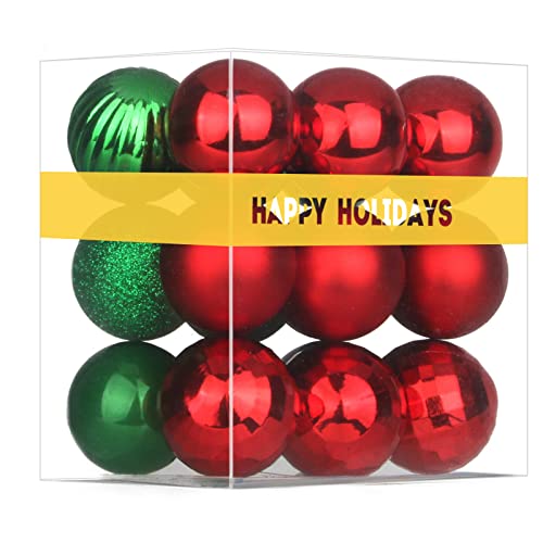 "Red & Green 3.2"" Large Christmas Balls - Christmas Tree Decoration Ornaments Shatterproof Hanging Balls for Birthday Halloween Holiday Wedding Decorations Set of 18pcs"