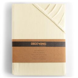 DecoKing Fitted Sheet Super Emperor 100% Combed Cotton Soft Jersey Bed Sheet 200x220-220x240 cm Cream Amber