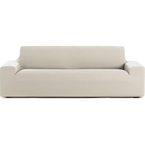 ECOMMERC3 - Bi-elastic Breathable Sofa Cover Size 4 Seater ??? Non-Slip Fit Sofa Cover, Ecru Colour, Easy to Put on and Remove, Includes Fastening Foams