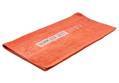 Dekohelden24 Bath Towel/Bath Towel Apricot with German Text Nimm Dir Zeit für Dich [German Language] 100% Cotton Size L/W Approx. 70 x 140 cm