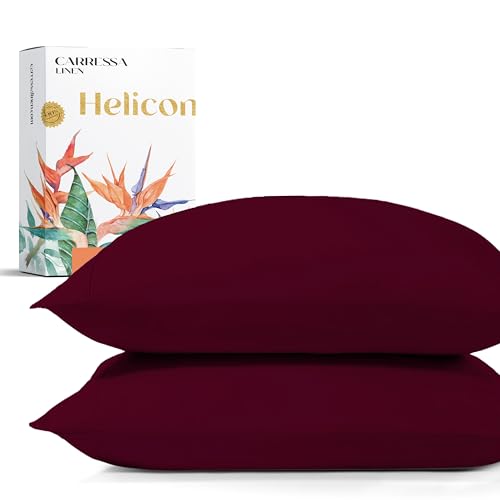 Carressa Linen 100% Egyptian Cotton Pillow Cases King Size Set of 2 - Luxury 1500 Thread Count Sateen Burgundy Pillow Covers, Soft & Breathable 5 Star Hotel-Quality Pillowcases, Fits King Pillows
