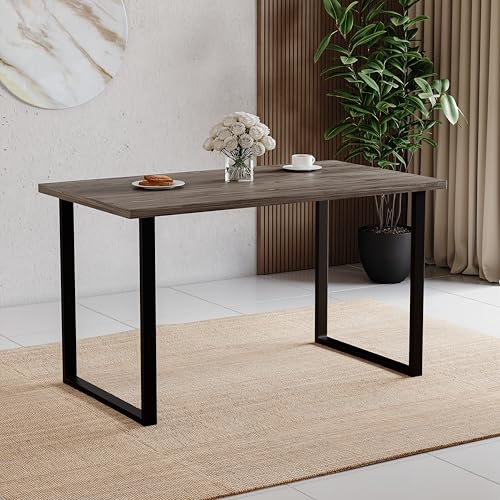 Vida Designs 4 Seater Dining Table With Black Metal U Shape Legs, Modern Kitchen Dining Room Furniture Unit, (Walnut)