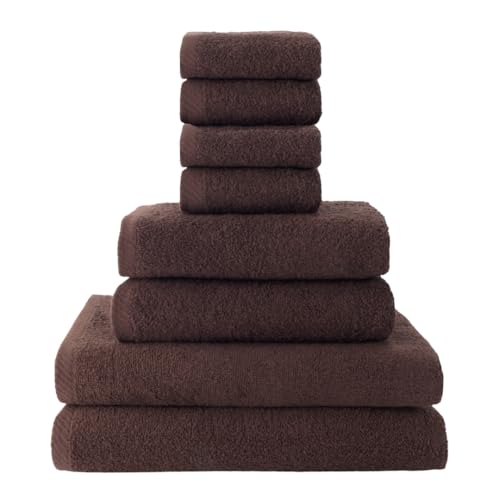 Top Towel Set of 8 Bath Towels - 100% Thick Cotton 500 GSM - 2 Hand Towels, 2 Bath Towels, 4 Bidet Towels - For Modern Bathroom