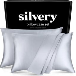 Silvery Silver Infused 2 Pcs Pillowcases - Made from Soft & Cooling 120 GSM Microfiber - Breathable Pillow Cases with Thermoregulating Silvery Technology, Size Queen