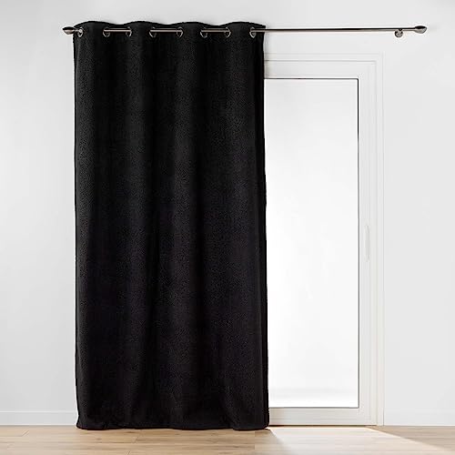 Douceur d'Intérieur, Wooly Curtain with Eyelets (140 x 240 cm) Black