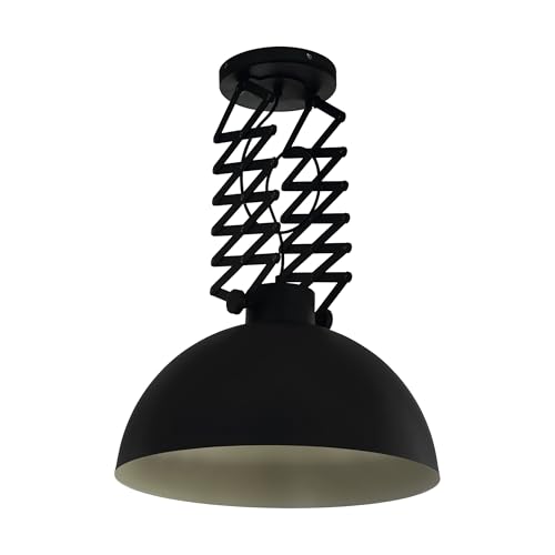 EGLO Donington Pendant Light, 1-Bulb Ceiling Light, Vintage, Industrial, Retro, Steel Pendant Light in Black, Cream, Living Room Lamp, Ceiling Light with E27 Socket, Height Adjustable