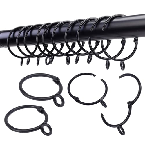 Openable Curtain Rings with Eyelet,24PCS Curtain Rings,Drapes Rings 38mm Interior Diameter Black TXZWJZ