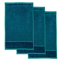 Möve Bamboo Luxe set of 3 guest towels 30 x 50 cm made of 60% cotton / 40% viscose from bamboo cellulose, deep lake
