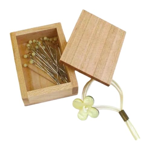 Cohana Glass Head Pins, 30 Pieces, 0.50x35mm, Wooden Box, Sewing Accessory