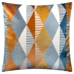 furn. Metro Harlequin Cushion Cover – Geometric Velvet Jacquard Decorative Case (Ginger – 50x50cm)