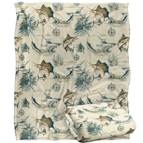 Jq Licensing - Jl-Jp-Jq Billfish Tiki Fishing Pattern 2 Silky Touch Super Soft Throw Blanket 152 X 127 Cm