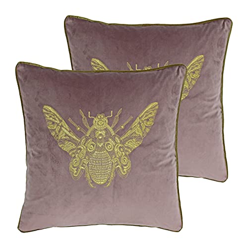Paoletti Cerana Twin Pack Feather Filled Cushions, Dusty Blush, 50 x 50cm