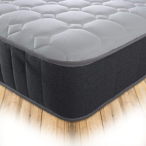 Starlight Beds Diamond Tile Small Double Memory Foam Mattress. Small Double Mattress with Springs and Memory Foam Layer. 20cms Deep, Plush Firmness, Grey, 4ft x6ft3 (120cm x 190cm)