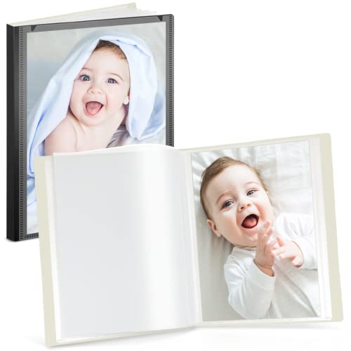 CRANBURY Small Picture Book for 5x7 Photos - (Black, 2 Pack), Art Portfolio Binder, Customizable Cover, 24 Pages Hold 48 Pictures, Art Presentation Folder for Kids Artwork, Mini 7 x 5 Photo Albums