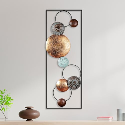 Hand-Painted Decorative Metal Wall Accessory, 32 x 90 x 4 cm, 100% Metal, Unique Colour Variations, Perfect for Home Decor & Art Display