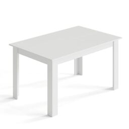 Mondeer Dining Table, 138 x 90 cm Modern Kitchen Table for 4-6 People, Wooden Rectangular Dinner Table for Dining Room Kitchen Living Room, White