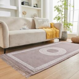 GC GAVENO CAVAILIA Greek Living Room Rugs Large 160X230 Cm - Polyester Runner Rugs For Hallway Indoor Bedroom, Office - Machine Washable Area Rug Super Soft Fluffy Rug Floor Carpet Mat, Mink