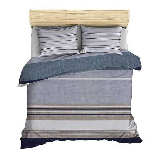 WELL HOME MOBILIARIO & DECORACIÓN Duvet Cover Set + 2 Pillowcases 240 x 220 cm Blue White Grey