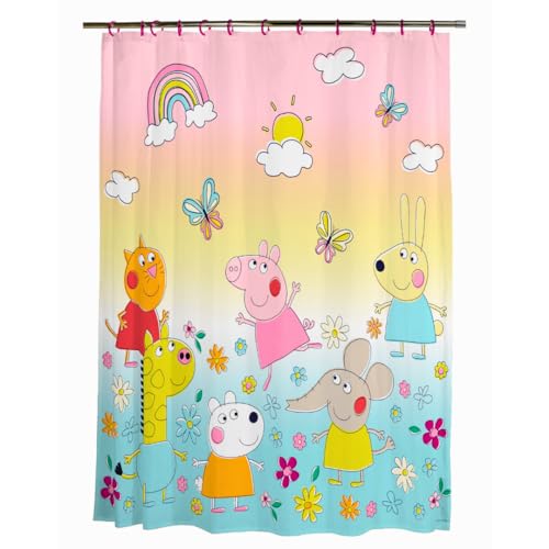 Franco Peppa Pig 13 Piece Shower Curtain and Ring Set, (100% Officially Licensed Product)