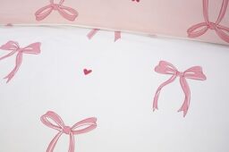 Rapport Home Printed Reversible Microfibre Bedding King Duvet Cover Set Bows Pink – Cute Pattern Quilt Cover with Pillowcases