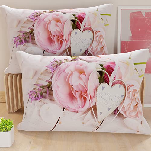 PETTI Artigiani Italiani - Pair of 40 x 80 cm Microfibre Pillows, Bedroom Furniture, Sofa, Living Room, Set of 2 Cushion Covers, Country Chic Pillowcase, 100% Made in Italy