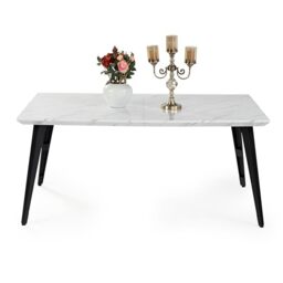 FurnitureR Rectangle Wooden Dining Table, 150cm Marble style Kitchen Table for Dining Room, Light luxury extending table (Dining table Only)