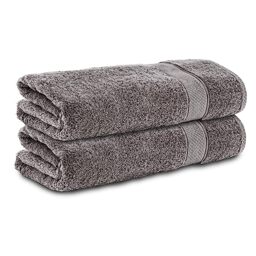 Komfortec Set of 2 Bath Towels 70 x 140 cm Size Double Pack 100% Cotton Terry Towelling Soft Absorbent Anthracite