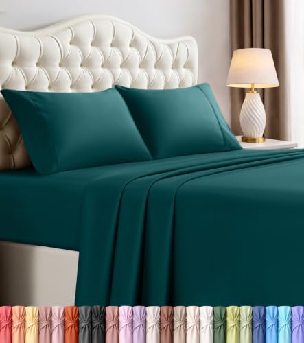 Utopia Bedding King Sheets - 4 Piece Bedding - Brushed Microfiber - Shrinkage and Fade Resistant - Easy Care (King, Teal)