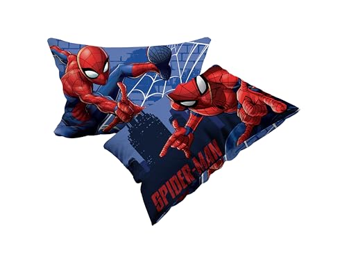 Spiderman, Set of 2 Cotton Pillowcases, Pair of Pillow Cases for Beds, 2 Pieces, 100% Cotton, 50 x 80 cm, Envelope Closure