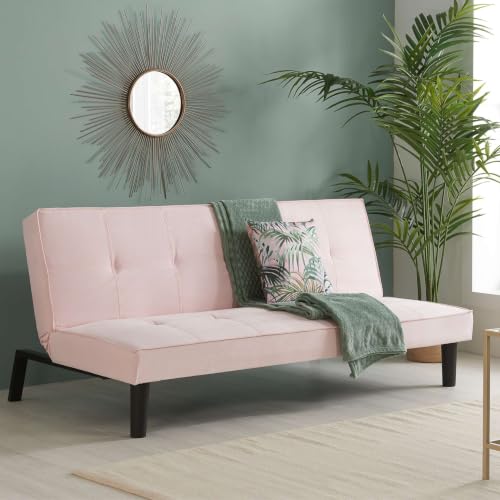 Birlea Pink Velvet Sofa Bed Aurora 3 Seater Settee Emerald Fabric Retro