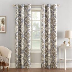 "Sun Zero Regina Floral Watercolor Energy Efficient Grommet Curtain Panel 40"" x 63"" Gray"