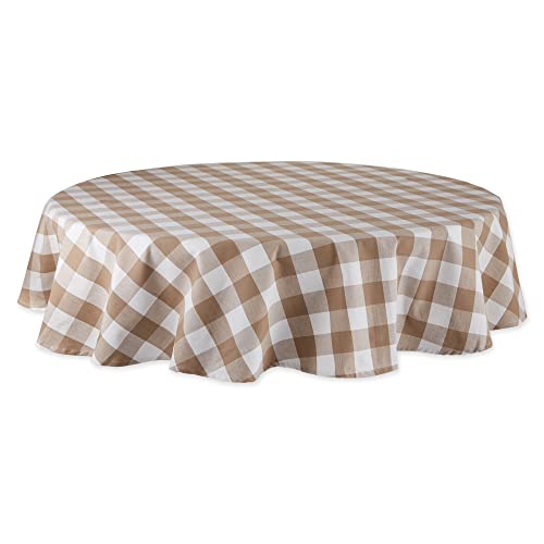 "DII Classic Farmhouse, Cotton, Stone, Tablecloth, 70"" Round - Everyday Rustic Farmhouse Table Cover for Kitchen, Dining & Holidays, Machine Washable, Seats 4-6"