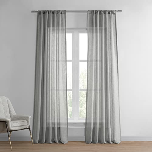 "HPD Half Price Drapes Solid Sheer Curtains for Living Room Linen Texture 50 X 96 (1 Panel), SHCH-SS07163-96, Paris Grey, Polyester Blend, 50"" W x 96"" L (Pack of 1)"