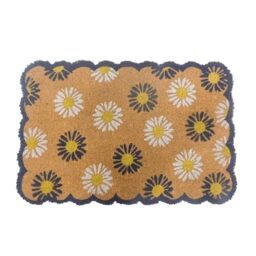 Relaxdays Coconut Doormat, Floral Design, 60x40 cm, Non-Slip, Weatherproof, Indoor & Outdoor, Door Mat, Multicoloured