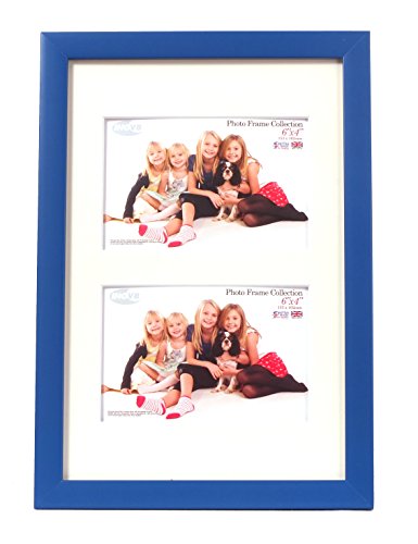 Inov8 British Made Traditional Picture/Photo Frame, Royal Blue, 12x8 Dual Aperture with Two 6x4 Inch Insets